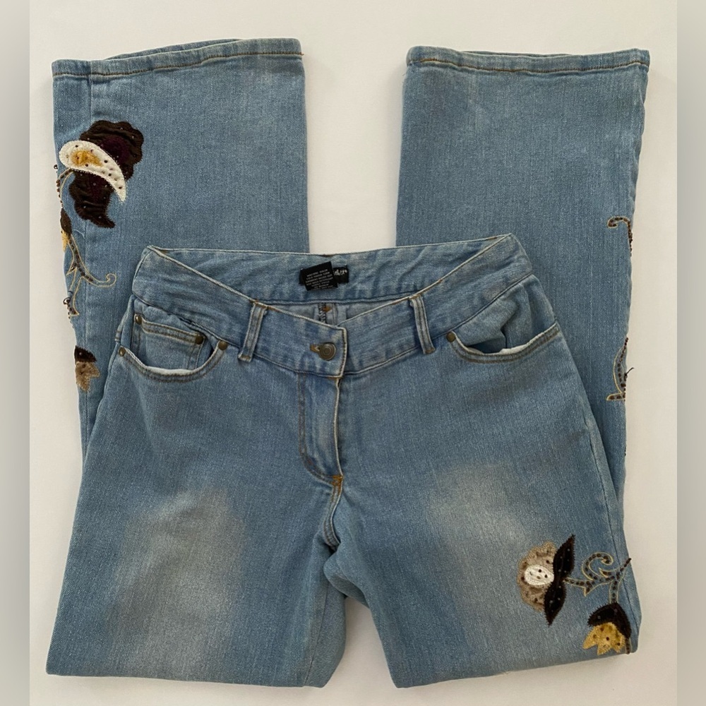 Alexandra Bartlett Jeans Bootcut Boot Cut embroidered appliqué size 6 Petite - Picture 5 of 13